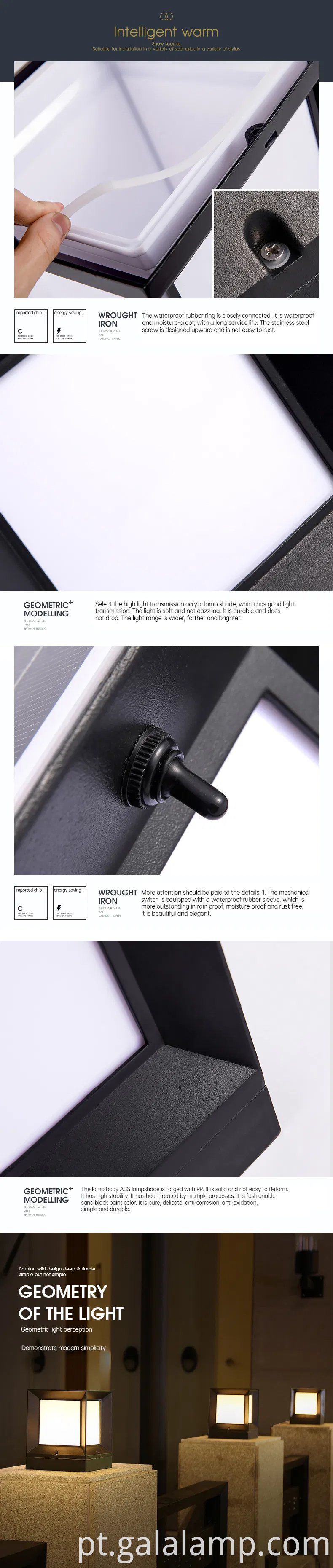 Garden Outdoor Pillar Fence Stone Post Aluminum 3W LED Solar Gate Light